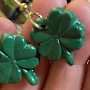 4 leaf clover clay earrings